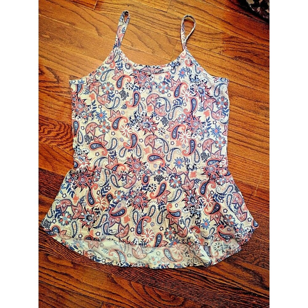 Almost Famous Too Tank Top Girls 10/12 Multicolor Peplum Sleeveless Blouse